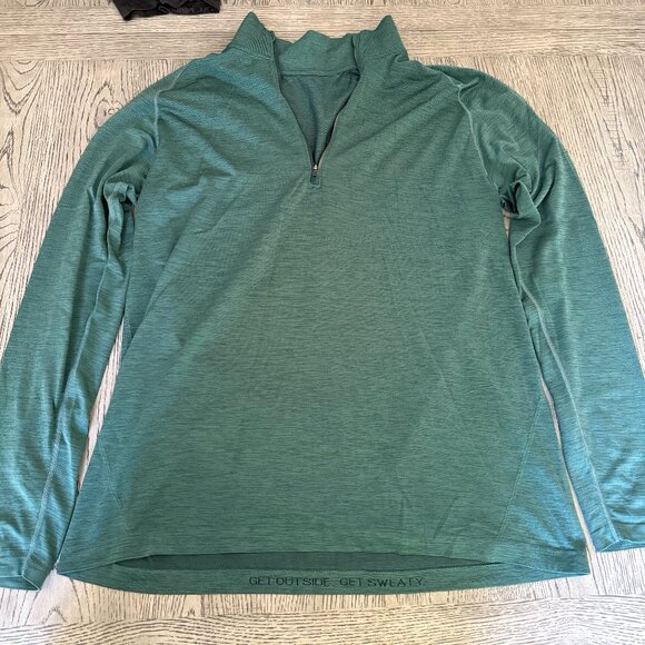 Lululemon Mens Quarter Zip Long Sleeve Top (XL) Green - Picture 1 of 3